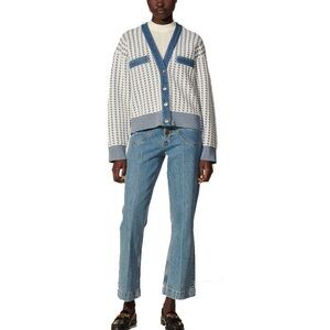 Sandro Blue and Cream Knit Cardigan size 2